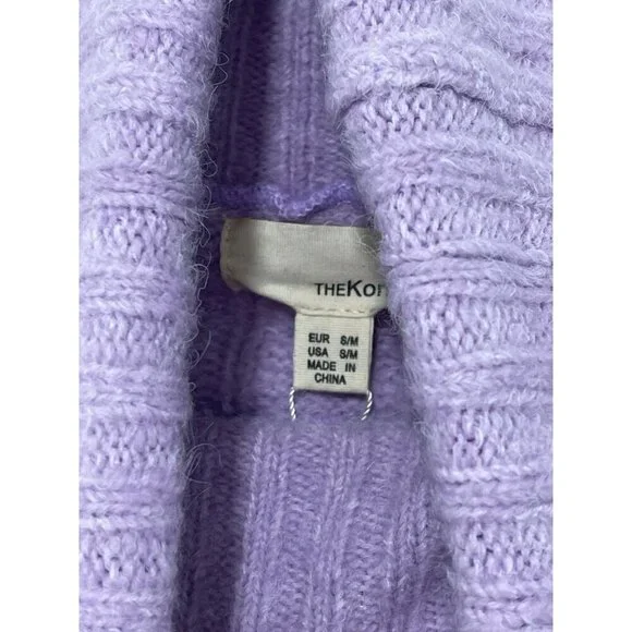 New The Korner Lavender Cable Knit Turtleneck Sweater S/M - Picture 3 of 4